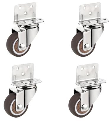 WANGSHAOWEI MöBelrollen 4 Stück L-förmige Lenkrollen zur seitlichen Montage, Lenkrollen aus weichem Gummi for Möbel, Trolleys, Koffer, Küchenschränke Rollen FüR MöBel(L 4 Universal,1.5 Inch)