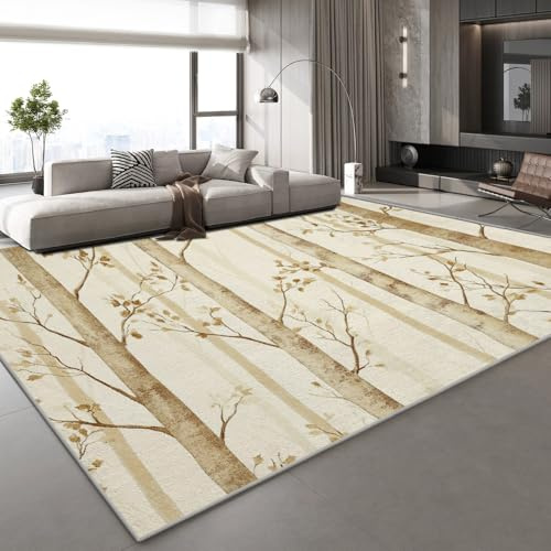 Generisch Bäume Teppich Kinderteppich Modern 3D Wald Handgezeichnet Teppich Kinderzimmer Kurzflor Teppiche rutschfeste Spielteppiche für Schlafzimmer Wohnzimmer Zimmer 140x200 cm