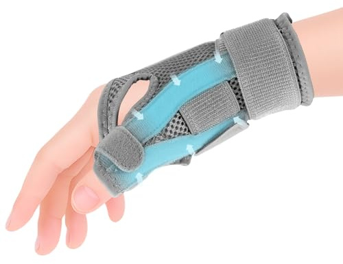 1er-Pack Kurze Daumenorthese Rechts und Links aus Aluminium (Grau) | Verstellbare Daumenbandage, Daumenschiene zur Stabilisierung bei Sehnenscheidenentzündung, Arthrose und Verstauchung