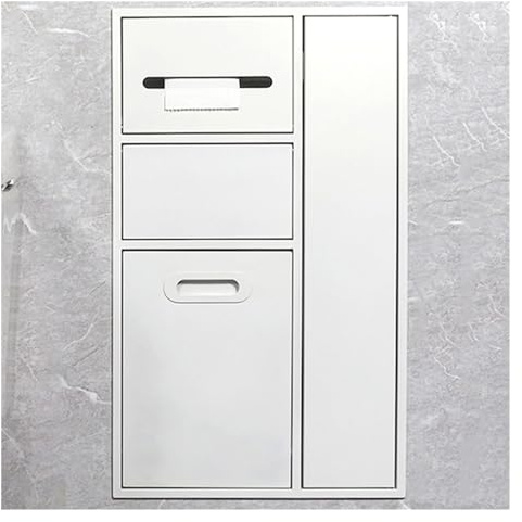 Soporte empotrado de acero inoxidable para regadera y basura, estante de almacenamiento integrado para champú y artículos de tocador para baño, 40 x 67 x 14 cm, acabado blanco