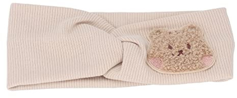 Spacnana Bomulls Baby Hårband, Tecknad Djurmönster Elastiskt Pannband med Super Stretchig Design för 0-8 år Gammal (Beige)