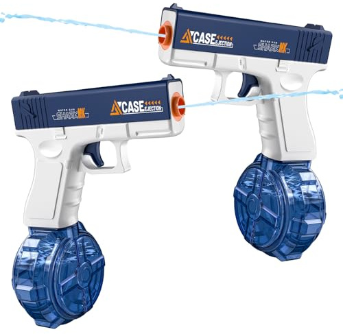 Pistola ad Acqua Elettrica 2 Pezzi, Pistole ad Acqua Automatica con Ricaricabile USB, Fucile ad Acqua,Raggio 8-10 Metri, Giocattoli all'Aperto Estivi per la Festa sulla,Spiaggia, Piscina