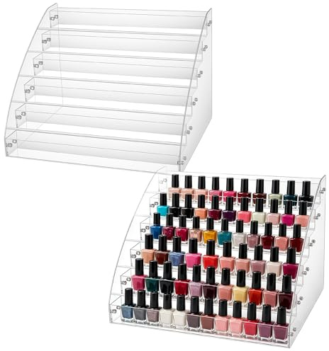 SYUTBOU 2 Stück Nagellack Aufbewahrung Acryl, 31 x 26,5 x 21,5cm 6 Schichten Nagellack Organizer, Transparent Nagellackständer Regal für Badezimmer, Arbeitsplatte, Waschtisch