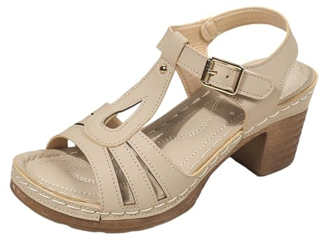Generisch Sandals Women's European Sandals with Lightweight Sole for Leisure Everyday, khaki, 4 UK