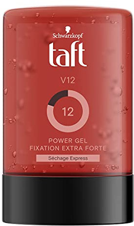Schwarzkopf - Taft - Gel Cheveux - V12 Power Gel - Fixation Forte - Longue Durée - Tenue 24h - Coiffant Cheveux - Flacon 300 ml