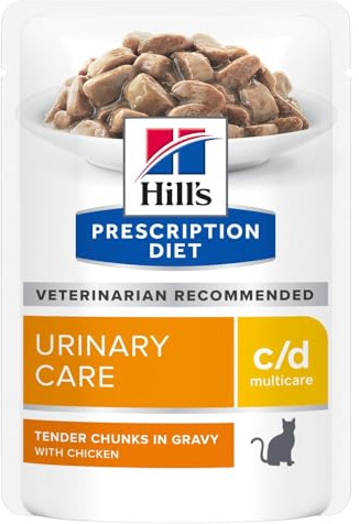 Hills - C/D Fel.G - Sobres de Pollo para Gatos con estrés urinario, 12 Sobres de 85 g