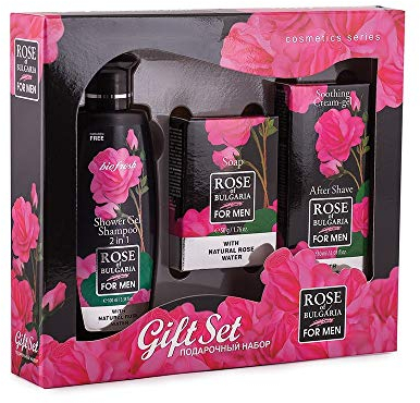 Set regalo Rose of Bulgaria for men,3 prodotti con acqua di rosa naturale