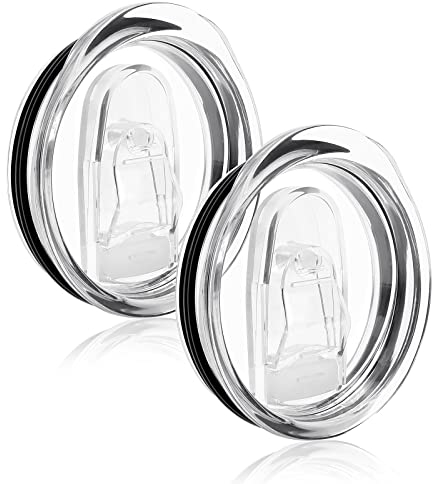2 Stück Travel Tumbler Deckel 20 Unzen Ersatzdeckel aus Glas Transparent Auslaufsicherer Langlebiger Glasdeckel Becher aus Auslaufsicherem Schiebedeckel Deckel Ersatz für 6,6 cm Innendurchmesser