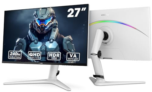 KOORUI 27 Inch Gaming Vertical Monitor VA mini-LED QHD (2560 x 1440), 240 Hz,1ms, HDR 1000, DCI-P3 95% Color Gamut, Adaptive Sync, (HDMI, DisplayPort)
