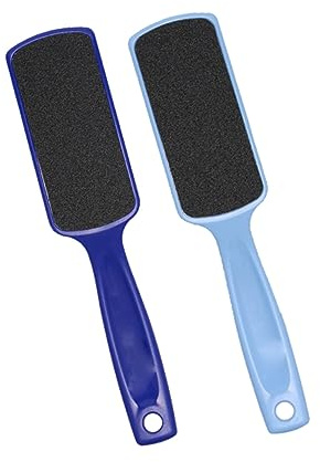 Doppelseitige Pediküre Fußfeile und Bimsstein Satz, Packung 2 | Hände und Füße, Nass und Trocken Nutzbar, Exfolierend, Kunststoff und Bimsstein Zufällige Farbe