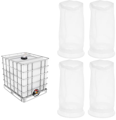 MECCANIXITY IBC Lid Filter, 190mm Washable Nylon Filter Screen IBC Tote Lid Filter Fine Mesh IBC Ton Barrel Filter for Rain Barrel Water Tank Filtering Leaves and Twigs, Pack of 4