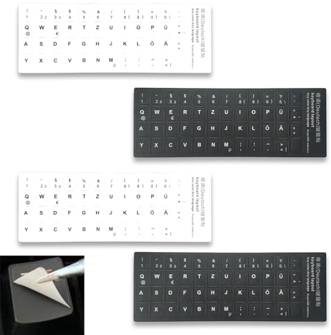 4 Stück Tastaturaufkleber Deutsch, Tastatur Aufkleber, Sticker, Keyboard, Tastaturabdeckung Kit, für Laptop Notebook Tastaturen