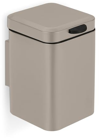 Relaxdays Poubelle Salle de Bain Murale 3L, Fermeture, intérieur Amovible, Beige 24x16x22 cm