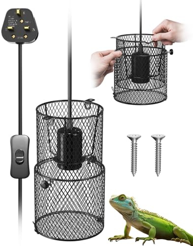 GlowUp Retractable Reptile Heat Lamp Lampshade Holder,150 Watt Ceramic Heat Emitter Guard with Anti-hot Bracket,ON/Off Switch for Chick,Lizard,Snake,Turtle,Plant (Bulb Not Included)