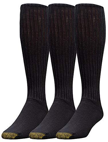 GOLDTOE Men's Ultra Tec Performance Over-The-Calf Athletic Socks, Multipairs, Black (3-Pairs), Large