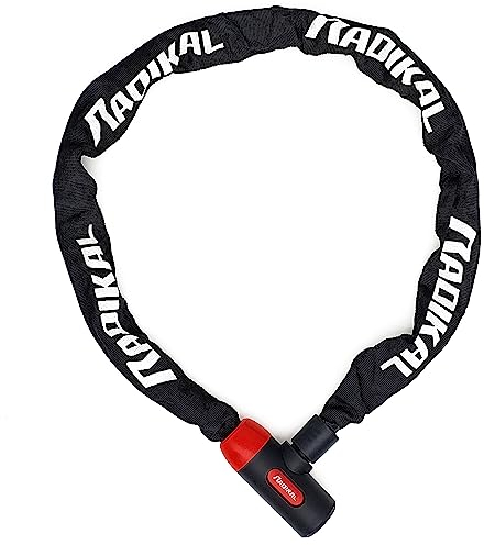 RADIKAL RKX120 Lucchetto Bici Antifurto, Catena 170cm ø8mm in Acciaio Cementato e Serratura con Chiave ad Alta Sicurezza, Extra Lunga, Antigraffio, Antifurto Polivalente per Bici, Moto, Scooter