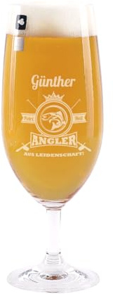 Herz & Heim® Biertulpe mit Gravur des Namens für Ihr Hobby - Motivauswahl Angler