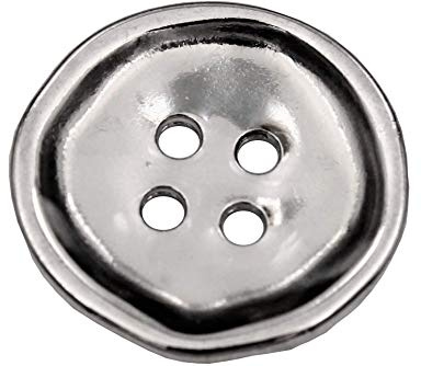 Hartmann-Knöpfe 6 Stück, silbern glänzende 4-Loch Metall-Knöpfe, die mit ihrer unperfekten Form bestechen, in 5 Größen erhältlich (6 Stück) (23mm)