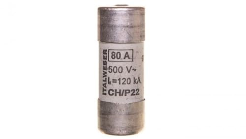 Italweber 1443080 Tipo CH/P22 GG Cilíndrico Fusible, 22 mm Ø x 58 mm, 80 A, 500 V, paquetes de 10