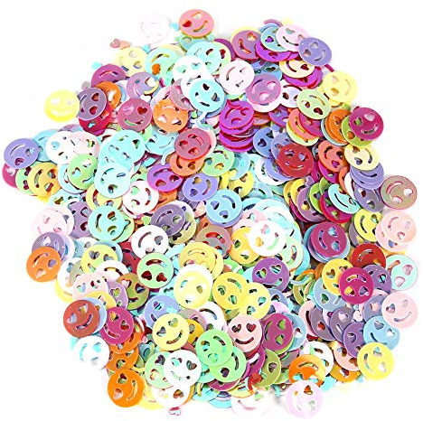 Tisch Konfetti Bunte Pailletten Kunststoff Party Bastelbedarf Nagel Dekor Glitter Geburtstag Geburtstagsdeko Ballon Kreatives Geburtstag Dekoration Zubehör(Lächelndes Gesicht)