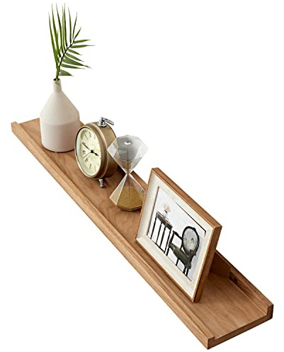 OAKERLAND Eiche Schweberegal Bilderleiste 90cm Holz Massiv Wandregal | OAKERLAND Schweberegal Eiche Massiv Bilderleiste Holz 90cm Wandregal für Küche, Wohnzimmer, Schlafzimmer, Badezimer
