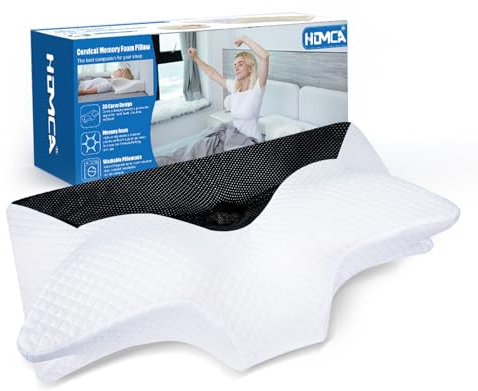 HOMCA Orthopädisches Kissen Memory Foam Nackenstützkissen für HWS Ergonomisches Kopfkissen für Rücken-, Seiten- und Bauchschläfer, Schwarz, 70 x 40 x 8.5/14cm