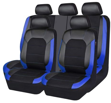 WYXFCBF 9 Stück Sitzbezüge Auto für Dacia Dokker/Duster/Jogger Extreme/Logan MCV/Nova/Supernova 2000-2024, Autositzbezüge Bequem Atmungsaktiv Leder Sitzschoner Innenraum Zubehör,Blue