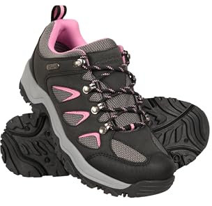 Mountain Warehouse Adventurer Womens Waterproof Walking Shoes - Synthetic & Mesh Upper Shoes with Cushioned Footbed & Deep Lugs - Autumn Winter, Hiking & Outdoors Black Adult Shoe Size 8