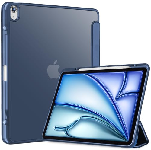 ProCase Cover iPad Air 13 Pollici M3 2025/ M2 2024 con Portapenna (Modello:A3269 A3271 A2898 A2899 A2900), Custodia iPad Air 6 Generazione 13 Auto Svegliati/Sonno -Tutto Marina Blu