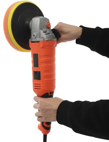 soudesileim Set lucidatrice per auto, 1580 W, 500 – 3300 giri/min, lunghezza cavo di alimentazione 2 m, 2 tamponi lucidanti, 2 tamponi in spugna, 1 tampone di lana, 6 carte abrasive, piccola