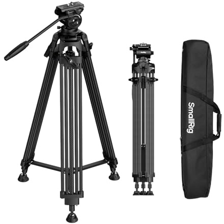 SmallRig FreeSpeed Heavy Duty Carbon Fiber Video Tripod, 73 Camera Tripod with Fluid Head for Manfrotto Plate, One-Knob Quick Extend, 75mm Bowl, Weigh 7.5lb, Load up 22lb for DSLR Camera, Camcorder