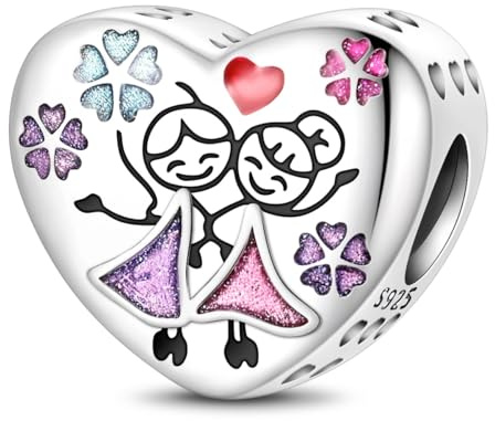Schwester Serie Charms Anhänger 925 Sterlingsilber Mit Geschenkbox, Geeignet für Europäische Armbänder Halsketten Schmuck Geschenk für Beste Freundin,Geschenke für Frauen Schwester (Schwester Herz)