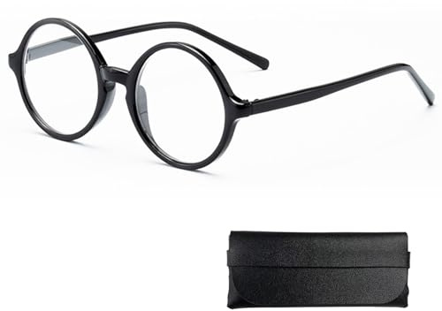 JYSNOW Gafas Redondas, Gafas Redondas Disfraz, Redonda de Infantil, Gafa Redonda Sin Lentes Marco de Plástico, Adecuado para Disfraces, Carnavales, Fiestas Temáticas, Bailes de Máscaras (Negro)