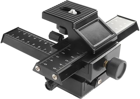 TARSHYRY Riel de Enfoque Macro de Precisión de 4 Vías para Fotografía de Primeros Planos, Control Deslizante de Aleación de Aluminio y Magnesio con Orificio para Tornillo de 1/4 de Pulgada