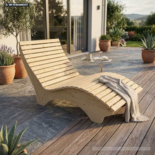 TUGA - Holztech Gartenliege Relaxliege Himmelsliege Ruhe-Vroni (Fichte) 2-teilig stehend Breite 120cm Waldsofa