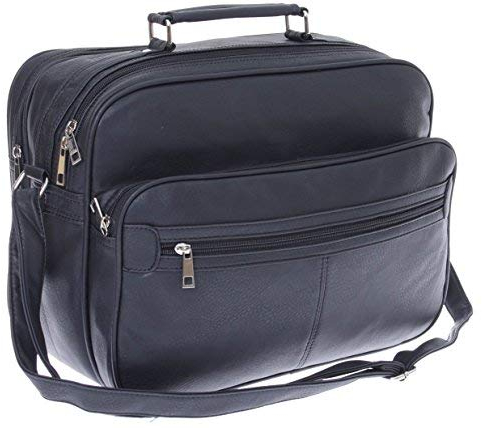 Messenger Bag XL Arbeitstasche, Herren Messenger Bag, Umhängetasche, Reisetasche, Lederoptik schwarz schwarz Querformat