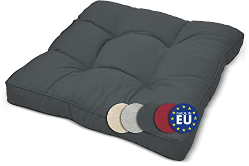 Beautissu Cojines Lounge Exterior XLuna Asiento Muebles Mimbre jardín Acolchado Grueso ca. 60x60x10 cm Gris Grafito - colchonetas cómodas para Bancos y sillones - Cojin Asiento o Respaldo