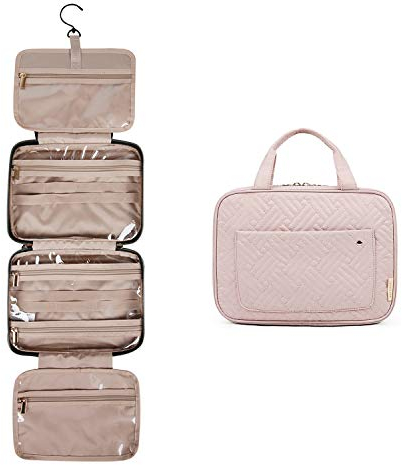 BAGSMART Kulturtasche zum Aufhängen, Damen Kulturbeutel Reise Waschtasche Transparent für Makeup,Toilettenartikel (Rosa)