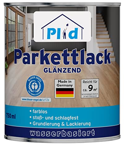 PLID® Vernice Trasparente per Parquet - Lucida, ideale per sigillare pavimenti in sughero, parquet e legno, scale e mobili da interno. Resistente agli urti e durevole. Made in Germany 0,75L