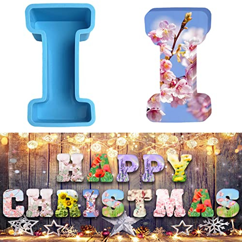 3D Alphabet Silicone Molds Large Letter Epoxy Molds for Resin 6 Inch DIY Resin Casting Letter Moulds Chocolate Baking Molds for Birthday Wedding Party Christmas Art Craft Ornaments (I)