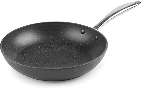Lacor - 27032 non-stick trelagers stekpanna i gjuten aluminium, PFOA-fri, ergonomiskt handtag, lämplig för alla kök, 32 cm, svart