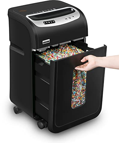 VidaTeco Mirco-Cut Paper Shredder Heavy Duty, 18-Sheet Shreds Paper/Card/Staple/Clip Paper Shredder for Home Office Use, Security Level P-4 Jam Proof System 30L Pullout Basket and Wheels