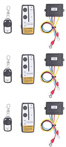 Kit de télécommande de treuil, contrôleur de treuil électrique à télécommande universelle sans fil 3 pièces avec 3 récepteurs 3 clés à distance