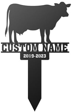 Custom Memorial Metal, Pet Memorial Remembrance Grave Marker, Pet Loss Bereavement Stake, Pet Grave Stake Pet Garden Decor, Loss of Cow Plaque