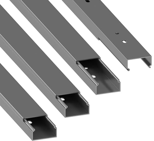 Habengut | Kabelkanal (med monteringshål i mark) 30 x 15 mm, tillverkad av PVC, längd 4 m (4 x 1 m), titan