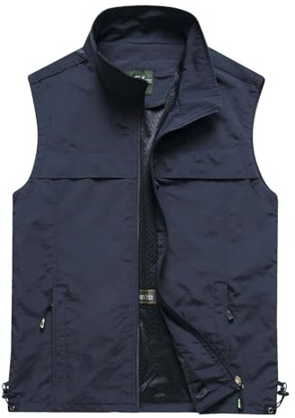 RUMAOZIA Gilet estivo da uomo, leggero, per attività all'aria aperta, taglie forti, gilet da pesca, gilet da caccia, senza maniche, giacca da campeggio, gilet da lavoro, traspirante, multifunzione