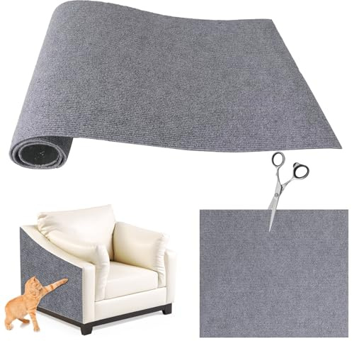 Self Adhesive Cat Scratching Mat,Wall Mounted Anti Scratch for Cat Climbing Wall,DIY Cat Scratch Mat, Furniture Scratch Protector Cat Scratch Pad Ideal for Floors,Sofas,Chair (Grey, 40x200cm)
