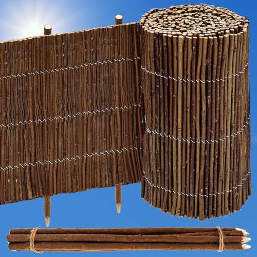 UrFence 300x20 Recinzione Aiuole Flessibile in Salice - Staccionata in Legno Bassa in Rotoli - Cordolo per Aiuole- Divisori Prato e Alberi - Piccolo Recinto Giardino Esterno - Bordura per Aiuola Legno