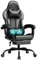 JUMMICO Gaming Stuhl, Schreibtischstuhl mit Massagefunktion,Bürostuhl Ergonomisch mit Fußstütze,150 kg, Grau