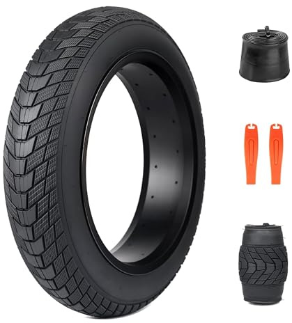 ZUKKA 1er-Pack E-Bike Reifen 16x3.0 Zoll Faltbarer Fett Fahrradreifen Mantel 75-305 30TPI Plus 1er-Pack Schlauch 16x3.0 AV35mm für E-Bike Mountainbike Heavy Duty E-Bike Mountain Snow Bike Reifen